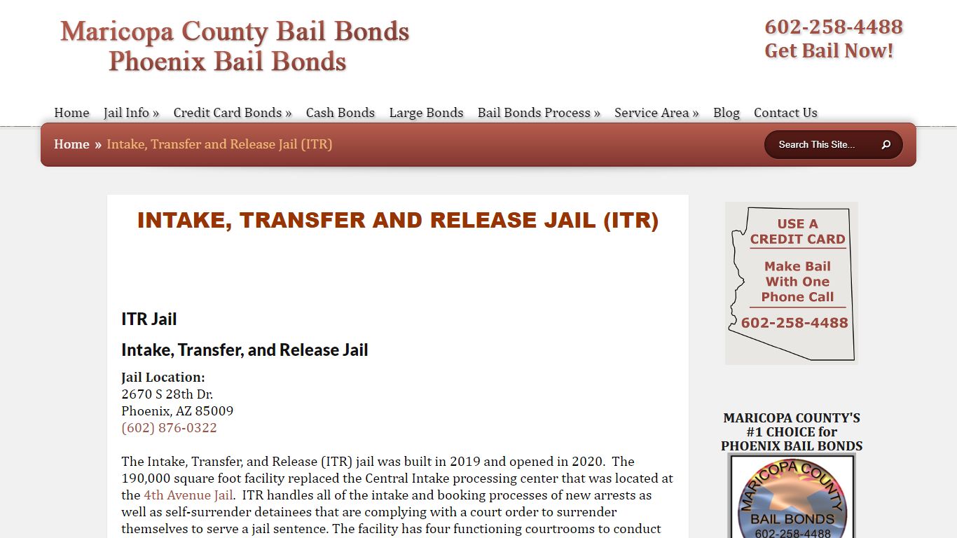 Intake, Transfer and Release Jail (ITR) - Maricopa County Bail Bonds